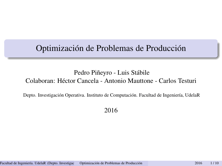 Optimización De Problemas De Producción