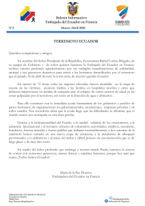 TERREMOTO ECUADOR - Embajada del Ecuador en Francia