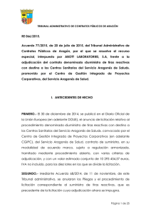 Acuerdo 77/2015, de 20 de julio, del Tribunal Administrativo de
