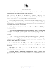 Acuerdo de aprobación del nombramiento del Dr. Francisco