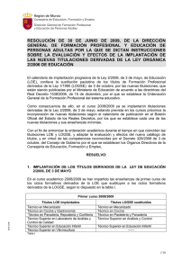 resolución de 30 de junio de 2009, de la dirección