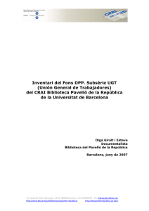 Inventari del Fons DPP. Subsèrie UGT (Unión General de