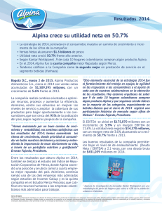 Alpina crece su utilidad neta en 50.7%