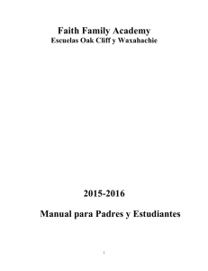 Faith Family Academy 2015-2016 Manual para Padres y Estudiantes