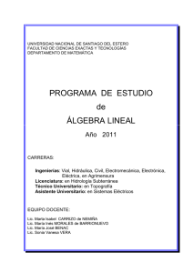 PROGRAMA DE ESTUDIO de ÁLGEBRA LINEAL