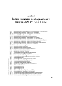 Índice numérico de diagnósticos y códigos DSM-IV (CIE-9-MC).