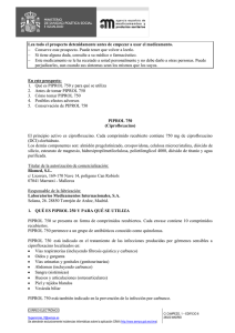prospecto piprol 750 - Agencia Española de Medicamentos y