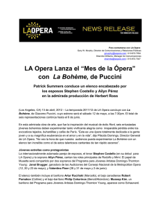 LA Opera Lanza el “Mes de la Ópera” con La Bohème, de Puccini