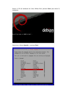 Inserte el CD de instalacion de Linux Debian Etch, presione Enter