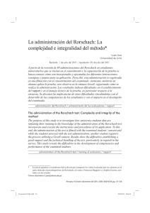 La administración del Rorschach: La complejidad e integralidad del