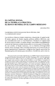 EL CAPITAL SOCIAL: DE LA TEORÍA A LA PRÁCTICA. EL BANCO
