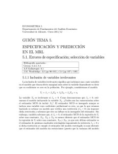 GUIcN TEMA 5. ESPECIFICACIcN Y PREDICCIcN EN EL