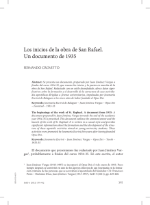 Los inicios de la obra de San Rafael. Un documento de 1935