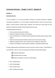Curriculum Overview – Grades 11 and 12 – Spanish A1