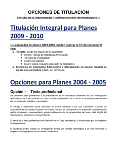 Titulación Integral para Planes 2009