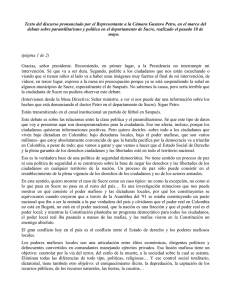 Texto del discurso pronunciado por el Representante a la Cámara