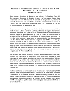 Declaración Conjunta - Secretaría de Economía