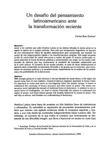 Un desafío del pensamiento latinoamericano ante la transformación
