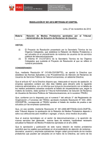 RESOLUCIÓN N° 001-2012-MP/TRASU-ST