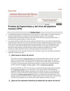 Pruebas de Papanicolaou y del virus del papiloma humano (VPH)