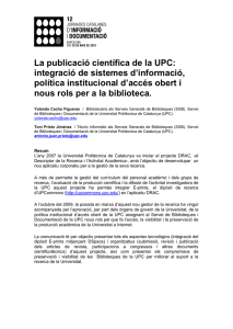La publicació científica de la UPC: integració de