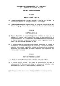 Reglamento para prevenir los abordajes en la Hidrovia Paraguay
