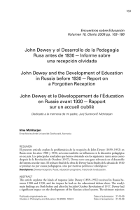 John Dewey y el Desarrollo de la Pedagogía Rusa antes de 1930