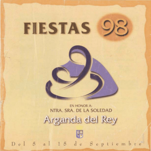 Programa de Fiestas Patronales Arganda del Rey. Año 1998