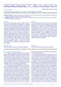 La enseñanza de la Bioética en las Universidades Españolas