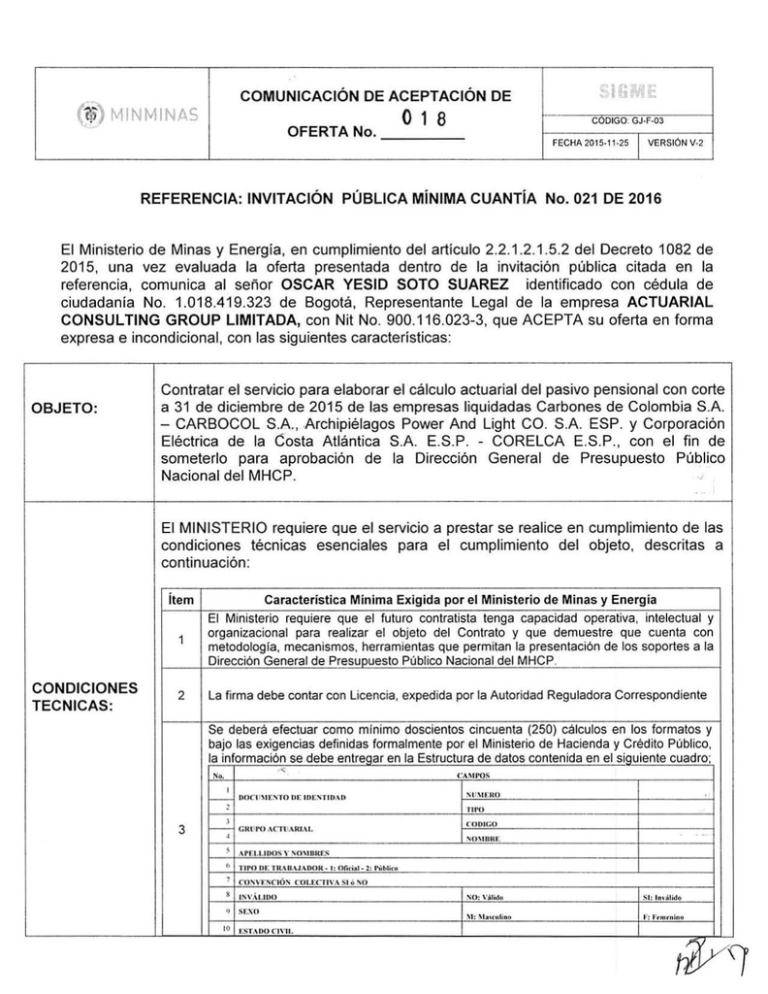 O 1 A Ministerio De Minas Y Energ a