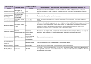 Universidad de destino Facultad/ Escuela Estudios cursados en