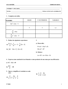 Ficha del Tema4: Lenguaje algebraico