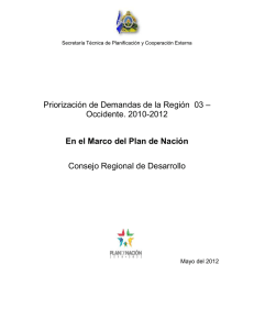 Priorización de Demandas de la Región 03 – Occidente. 2010