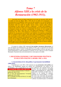 Tema 7 Alfonso XIII y la crisis de la Restauración (1902
