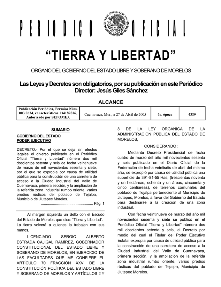 Click para ver Publicación Periódico Oficial
