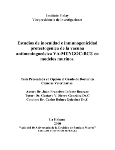 Estudios de inocuidad e inmunogenicidad protectogénica de la