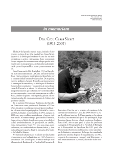 Dra. Creu Casas Sicart (1913-2007) In memoriam