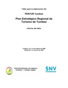 Plan Estratégico Regional de Turismo de Tumbes