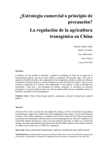 La regulación de la agricultura transgénica en China