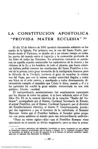 LA CONSTITUCION APOSTOLICA "PROVIDA MATER ECCLESIA"