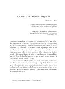 HUMANISTAS y UTOPISTAS EN EL QUIJOTE* Humanistas y