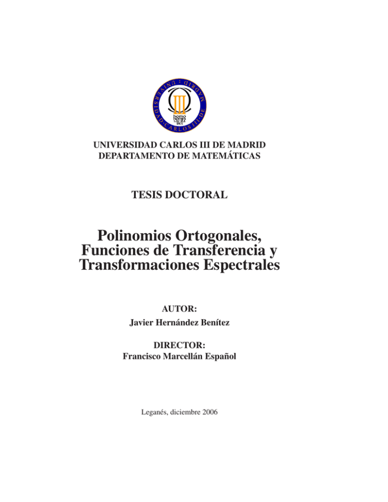 Polinomios Ortogonales Funciones De Transferencia Y E