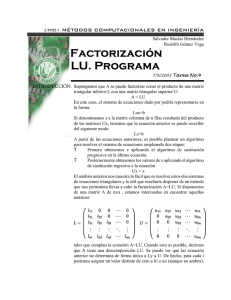 Factorización LU. - Página de Salvador Macías