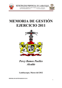 Memoria Anual Gestión 2011 2.8MB - Municipalidad provincial de