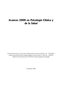 Avances 2008 en Psicología Clínica y de la Salud