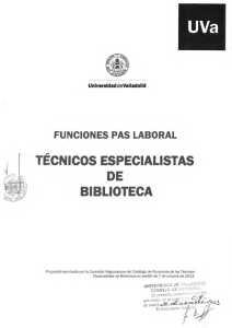 Catálogo de funciones del PAS laboral del área de