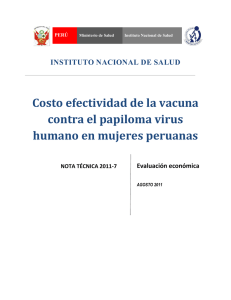 INSTITUTO NACIONAL DE SALUD Costo efectividad de la vacuna