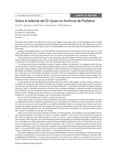 Sobre el editorial del Dr Quian en Archivos de Pediatría