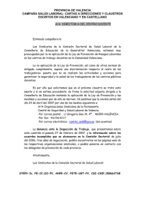 provincia de valencia campaña salud laboral: cartas a