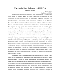 Carta de San Pablo a la UNICA - Universidad Católica " Cecilio